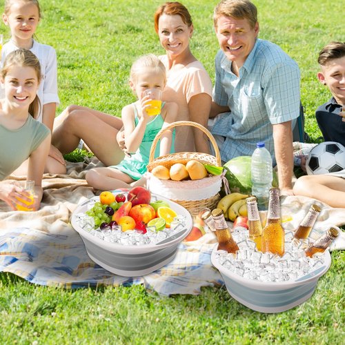 4 Pack Collapsible Ice Buckets for Parties, Foldable Beverage Tub, Large Collapsible Ice Bucket for Wine/Beer/Champagne, Large Beer Ice Buckets Drink Cooler, Space Saving Ice Storage Tub Ice Cube Bin