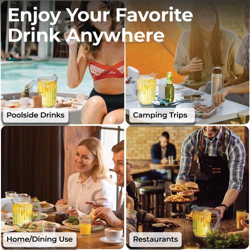 Restaurantware-RW Base 32 Ounce Mini Beer Pitcher, 1 Durable Restaurant Pitcher - Hard Plastic, Serve Soda, Lemonade, Juice, Or Sangria, Clear Plastic Water Glass, For Bars, Parties, Or Homes,