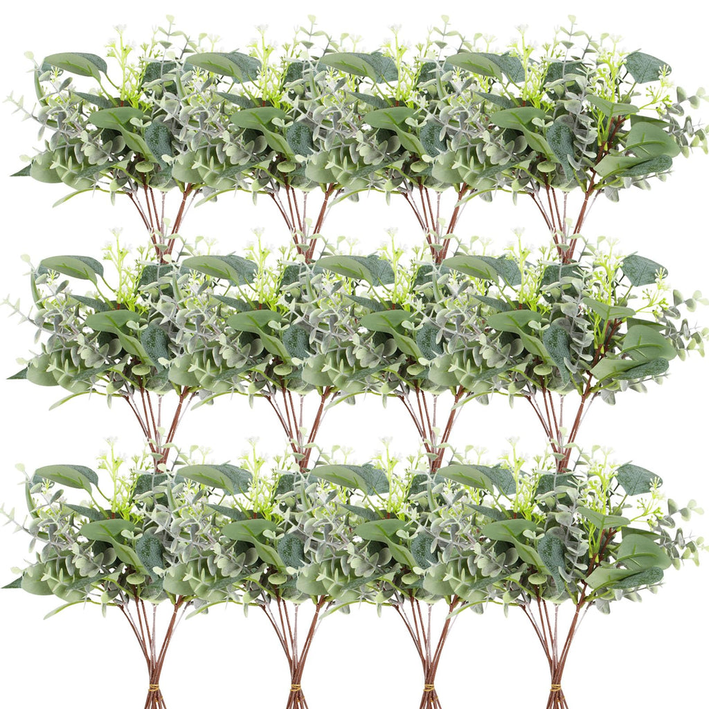 ZeKonan 120 PCS Artificial Eucalyptus Stems Bulk Faux Silver Dollar Leaves for Vase Bouquets Baby Eucalyptus Leaves for Family Wedding Center Flower Arrangement