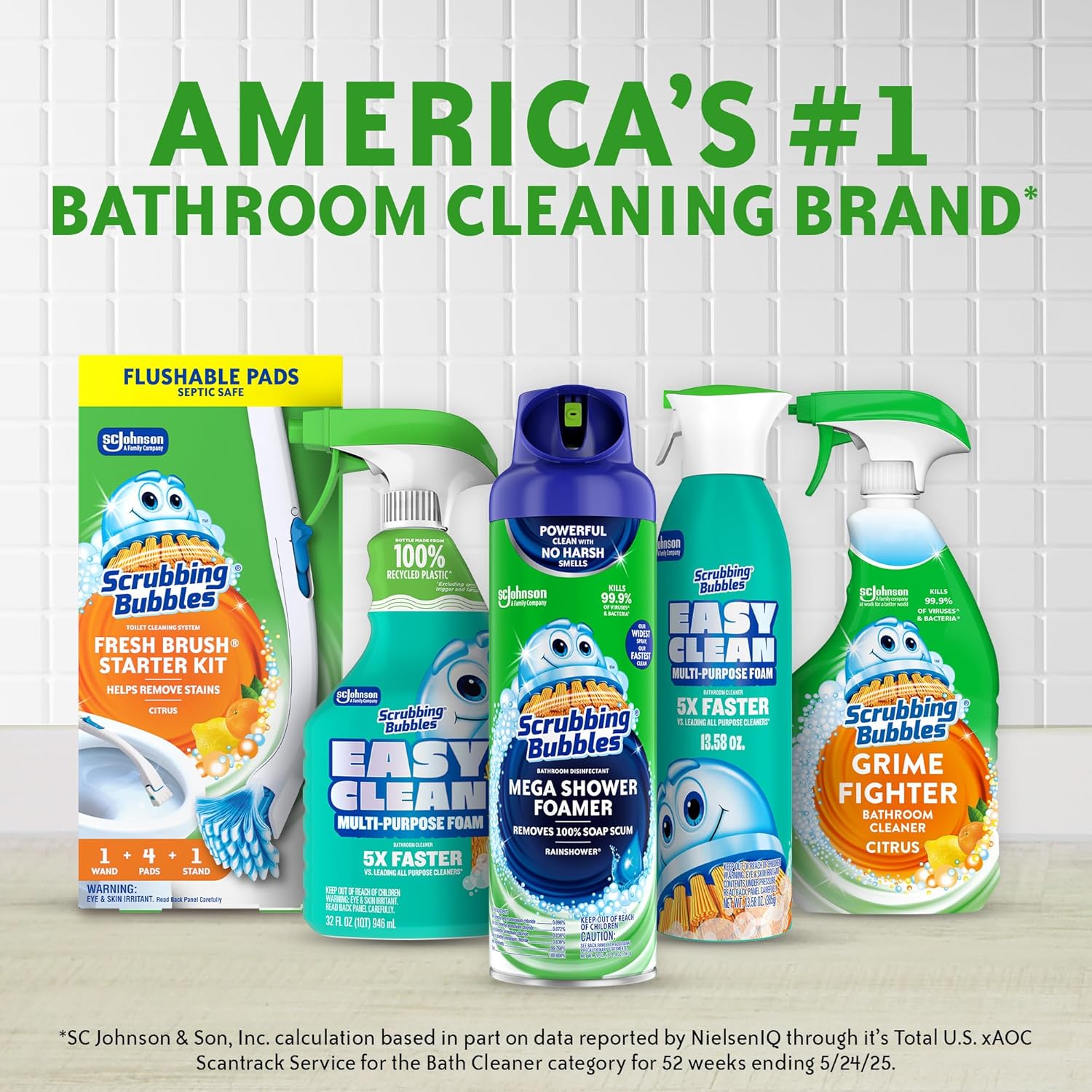Scrubbing Bubbles Fresh Gel Toilet Bowl Cleaning Stamps - Prevent Limescale & Rings | Rainshower Scent, 24 Stamps