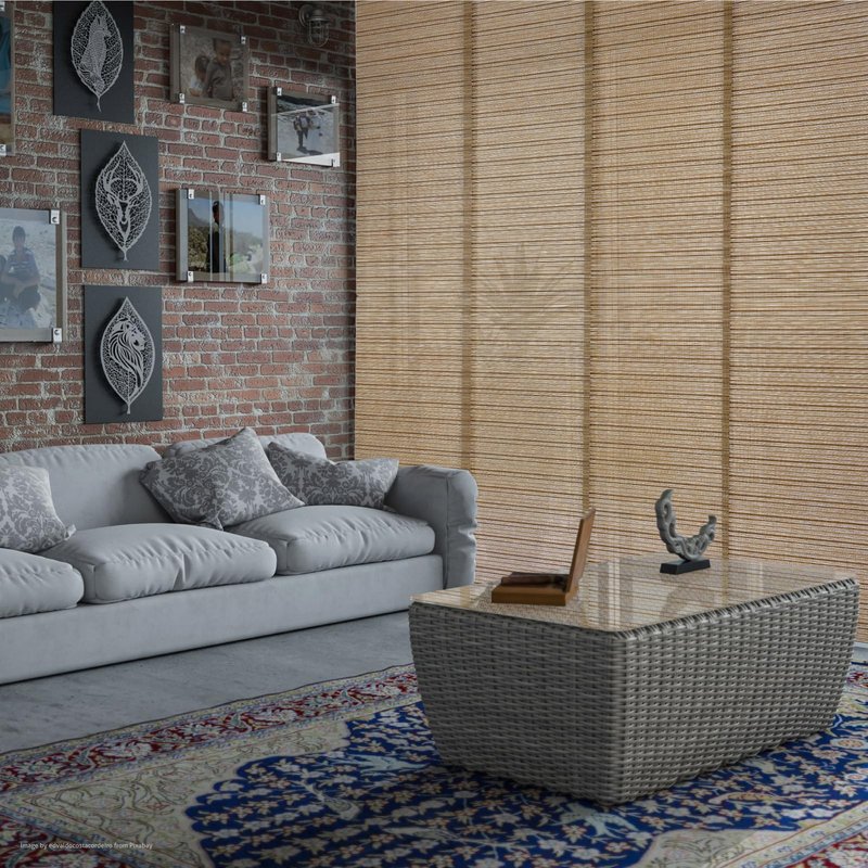 PieceNat Replacement Fabric Panels for Sliding Glass Door (4-Pack, 23"x96"), Fabric Only, Natural Woven Blind Slats, Trimmable, Sheer, Track & Bottom Rail Not Included,Caramel Brown