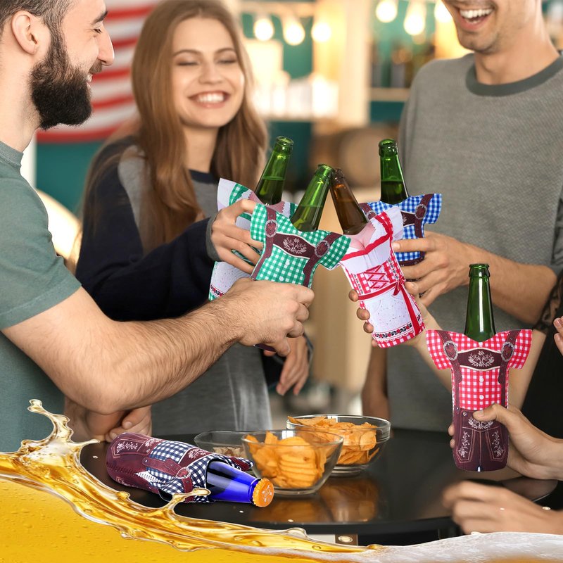 LemonRoad 8 Pcs Oktoberfest Decorations Beer Bottle Insulator Sleeves Beer Bottle Cooler Bavarian Party Decorations & Coolers Keeps Cold and Hands Warm Gift for Couples and Oktoberfest Lovers