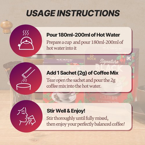 [Nokchawon] Korean Black Instant Coffee - Premium Dark Roast Coffee Sticks for Travel and Office - Sugar Free Zero Calorie Energy Boost for Daily Wellness - 20 Sticks