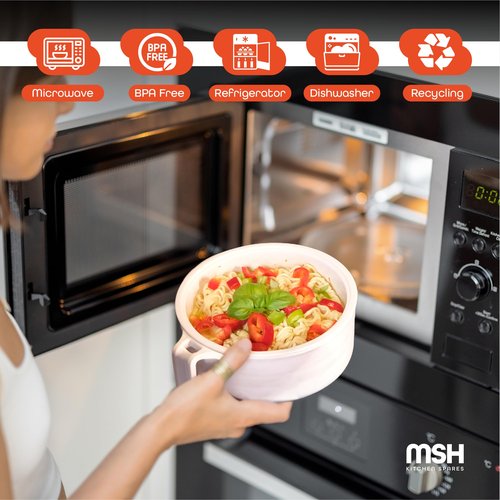 Ramen Bowl Microwavable, 2 Sets Microwave Noodle Bowl With Strainer, Ramen Noodle Cooker Microwave, Wheat Fiber Set With Chopsticks Spoon& Fork, Dorm Room Essentials (Black & Beige)