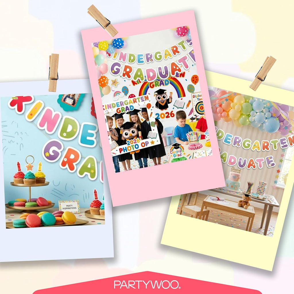 PartyWoo Graduation Decorations 2026 - Colorful Rainbow 40pcs Set with Congrats Grad Banner & Balloons