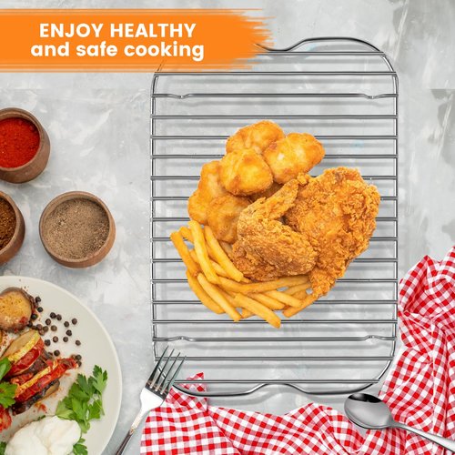 Air Fryer Replacement Parts for Ninja Foodi FG551 Smart XL Indoor Grill with Air Fry, 11.6''*7.6'' Stainless Steel Air Fryer Accessories Roasting Steamer Grill Racks Baking Tray，Dishwasher safe