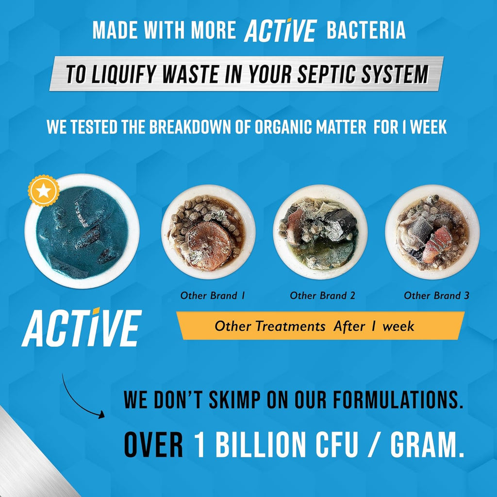 Septic Tank Treatment Pods by EcoSafe - 12 Dissolving Packets | Enzyme-Enhanced Bacteria Solution | Prevent Clogs & Odors | 1 Year Supply, Made in USA