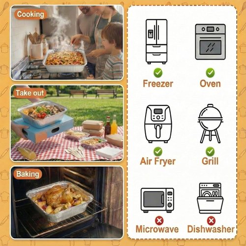 40 Pack Disposable Aluminum Foil Pans with Lids - 9x9 & 8x8 Square for Meal Prep and Cooking
