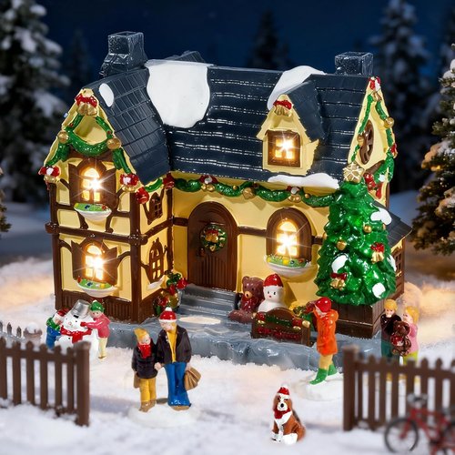Hand-Painted Christmas House by [Brand Name] - Collectible Village Decor with Snowman | Festive Holiday Display