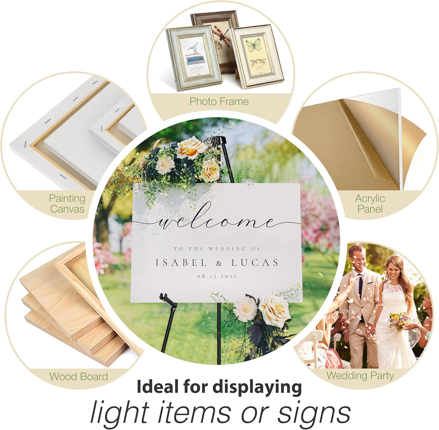 Skiennix 63" Adjustable Metal Easel Stand - Perfect for Wedding Signs & Art Displays | Black Tripod Design
