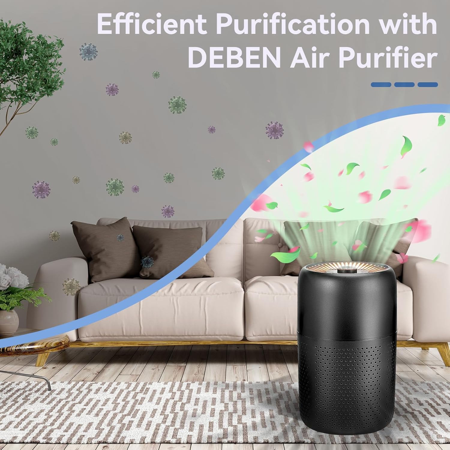 YARIKI Air Purifiers - 2 Pack for Bedroom & Home | Aromatherapy, Nightlight, Low Noise (Black)