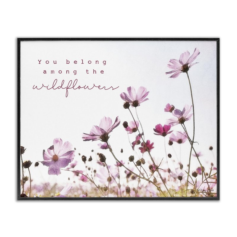 Stupell Industries 'You Belong Among Wildflowers Phrase', Framed Giclee Art, Black, 14 x 11 Inches, Easy to Hang and Sturdy, Made in USA, by Susan Ball