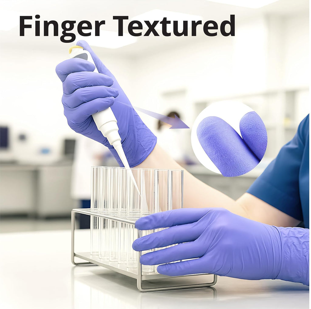 SwiftGrip Disposable Nitrile Exam Gloves - 3mil, Medium, Box of 100 | Latex-Free, Powder-Free, Violet for Medical & Food Use