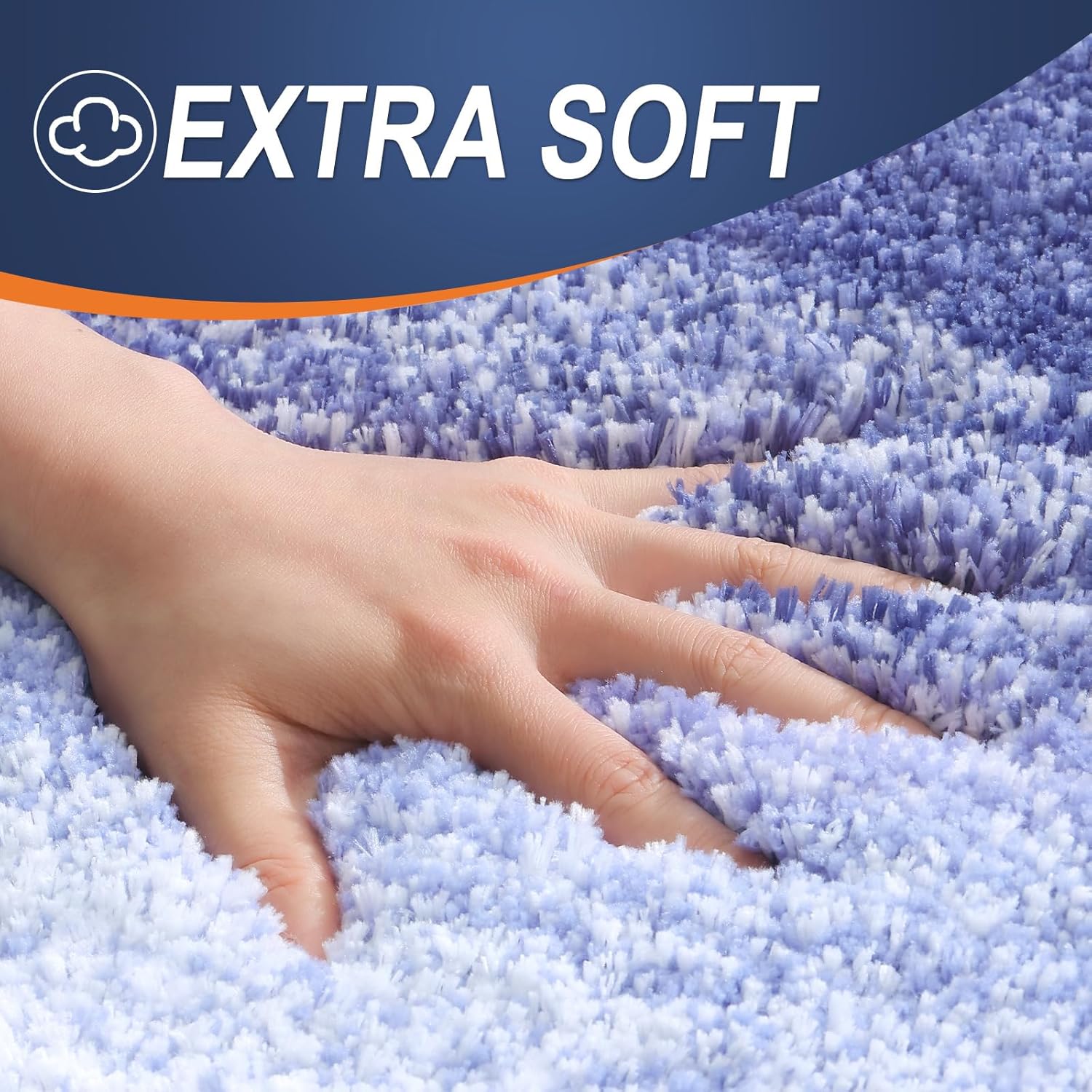 OLANLY Bathroom Runner Rugs - Extra Soft Microfiber Mat 44x24 | Quick Dry, Washable, Rubber Backing - Blue-Violet