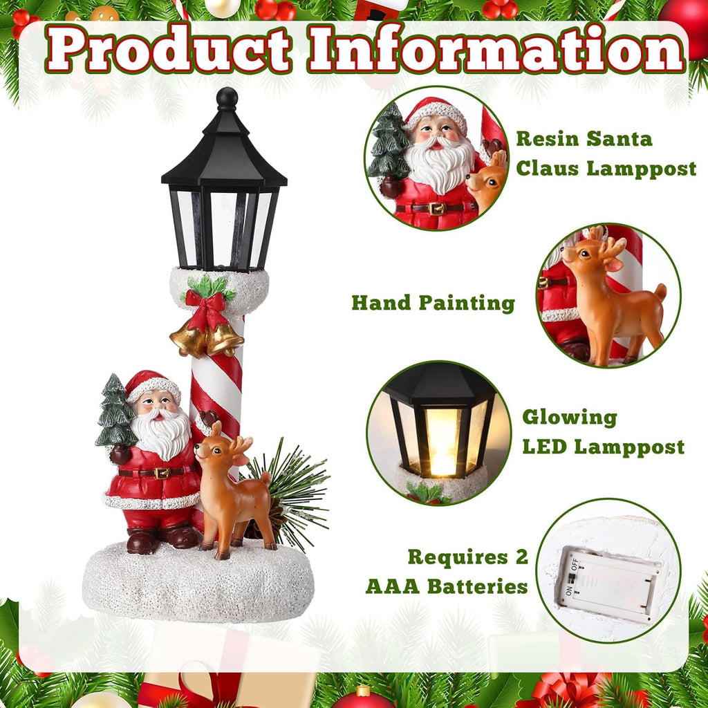 Regine Switzerland Christmas Light Table Decorations - 2 Pack Red Cardinal LED Lamppost Figurines for Holiday Home Decor
