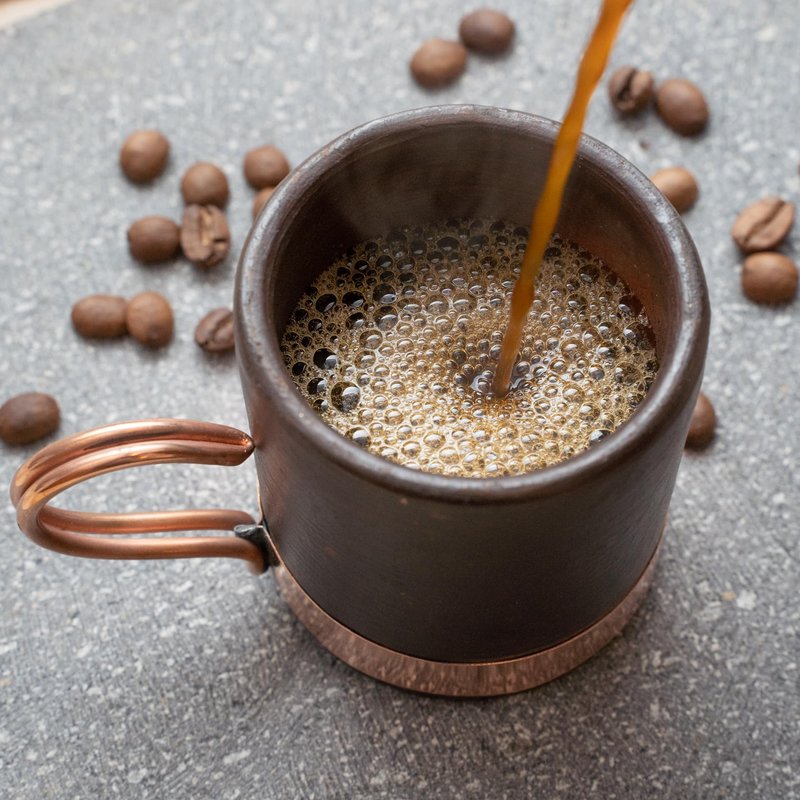 CHILE A MANO, Handcrafted Clay and Copper Espresso Cups Set (2 Pack), Elegant Design, Perfect for Coffee, Espresso, Latte, Tea
