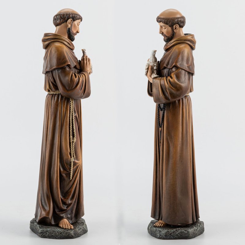BC Catholic Saint Francis of Assisi Statue, 14.5" H St Francis Patron Saint of Animals, Garden Figure, Religious Gift, Inspirational Home décor, Renaissance Sculpture Handmade by Buildclassic
