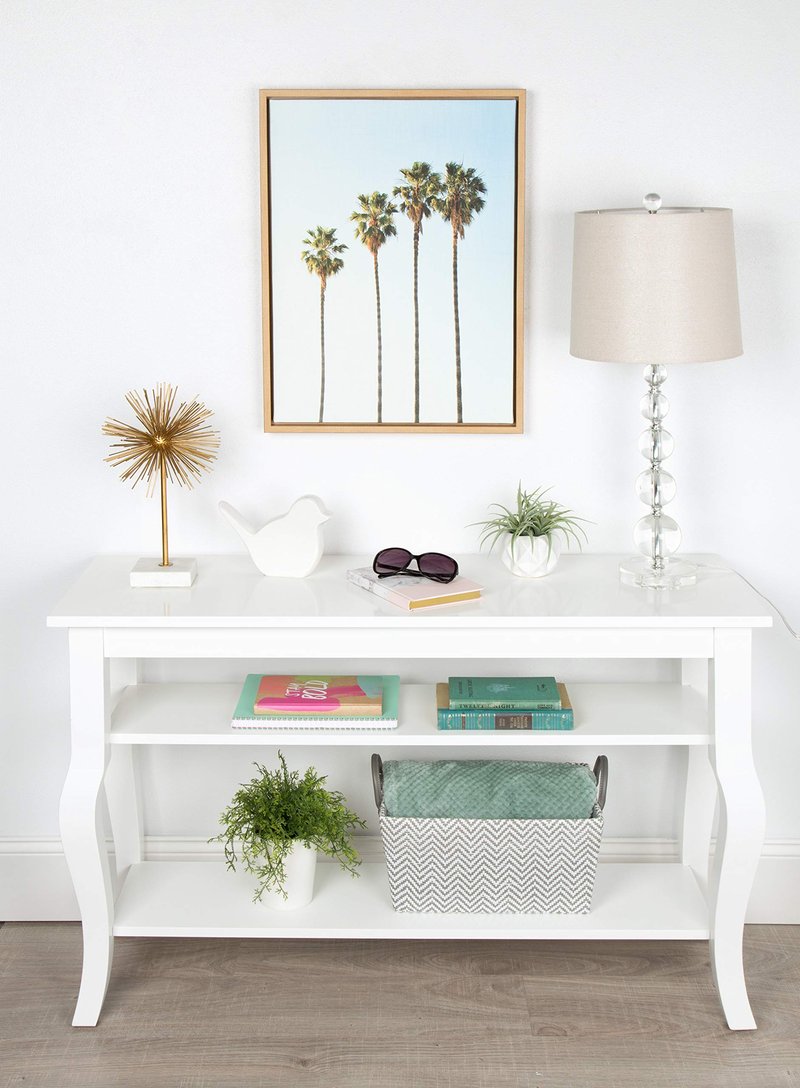 Kate and Laurel Sylvie Four Palm Trees Natural Framed Canvas Wall Art by Simon Te Tai