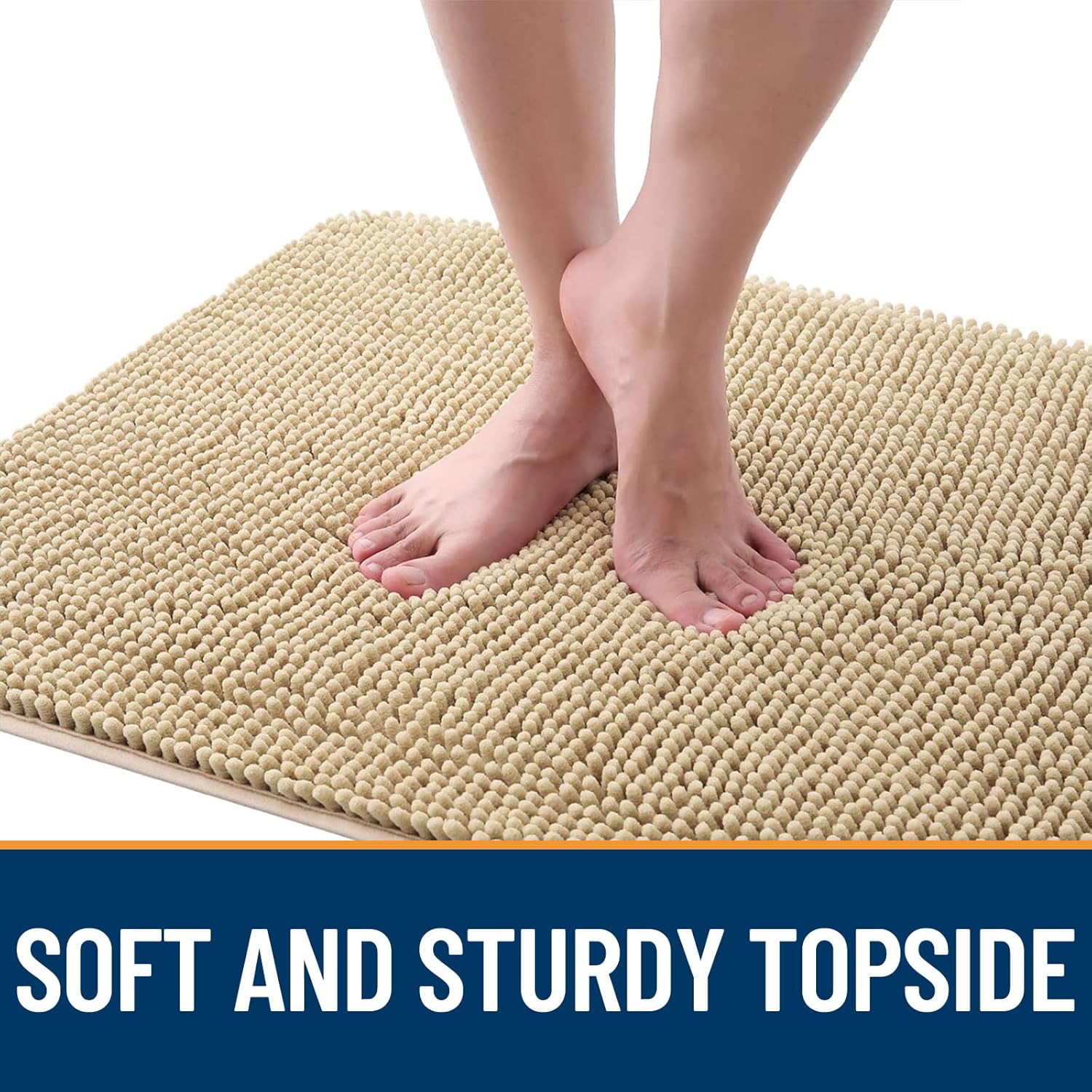 OLANLY Dog Door Mat - Absorbent Non-Slip Mud Mat for Muddy Paws | 59x24 Inches, Quick Dry Chenille, Beige