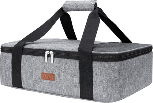 Lifewit Insulated Casserole Carrier - Keeps Food Hot or Cold | Fits 9"x13" Baking Dish, Grey