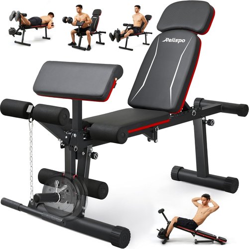 **Skiennix Adjustable Weight Bench - Foldable Design with Leg Extension & Curl | 1200LB Capacity for Full-Body Strength Training**