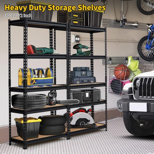 KOKEBREN Garage Shelving Heavy Duty Storage Shelves 2000Lbs Capacity, 5 Tier Adjustable Metal Shelving Unit 48" W x 18" D x 72" H, Industrial Utility Rack for Kitchen Pantry
