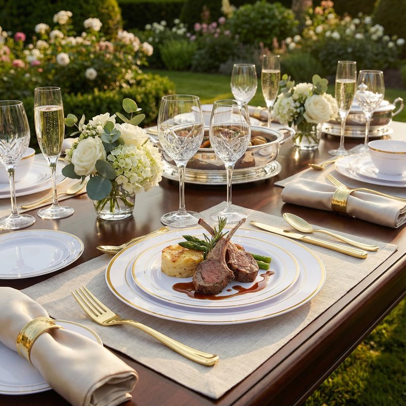 Supernal 800pcs Gold Glitter Dinnerware Set, Plastic Plate Set for 100 Guests,Dinnerware Set of 200 Gold Glitter Plastic Plates,200 Forks 100 Knives,100 Spoons,100 Cups,100 Paper Napkins for Party.