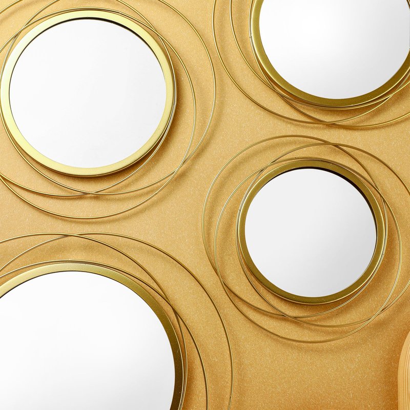 Hicarer 4 Pcs Decorative Wall Mirror Round Modern Circle Mounted Mirror Metal Wall Art Decor for Bedroom Living Room Entryway Dining Room Hallway(Gold)