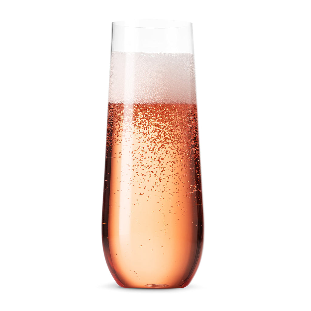 Munfix 24 Pack Stemless Plastic Champagne Flutes Disposable 9 Oz Clear Plastic Toasting Glasses Shatterproof Recyclable and BPA-Free