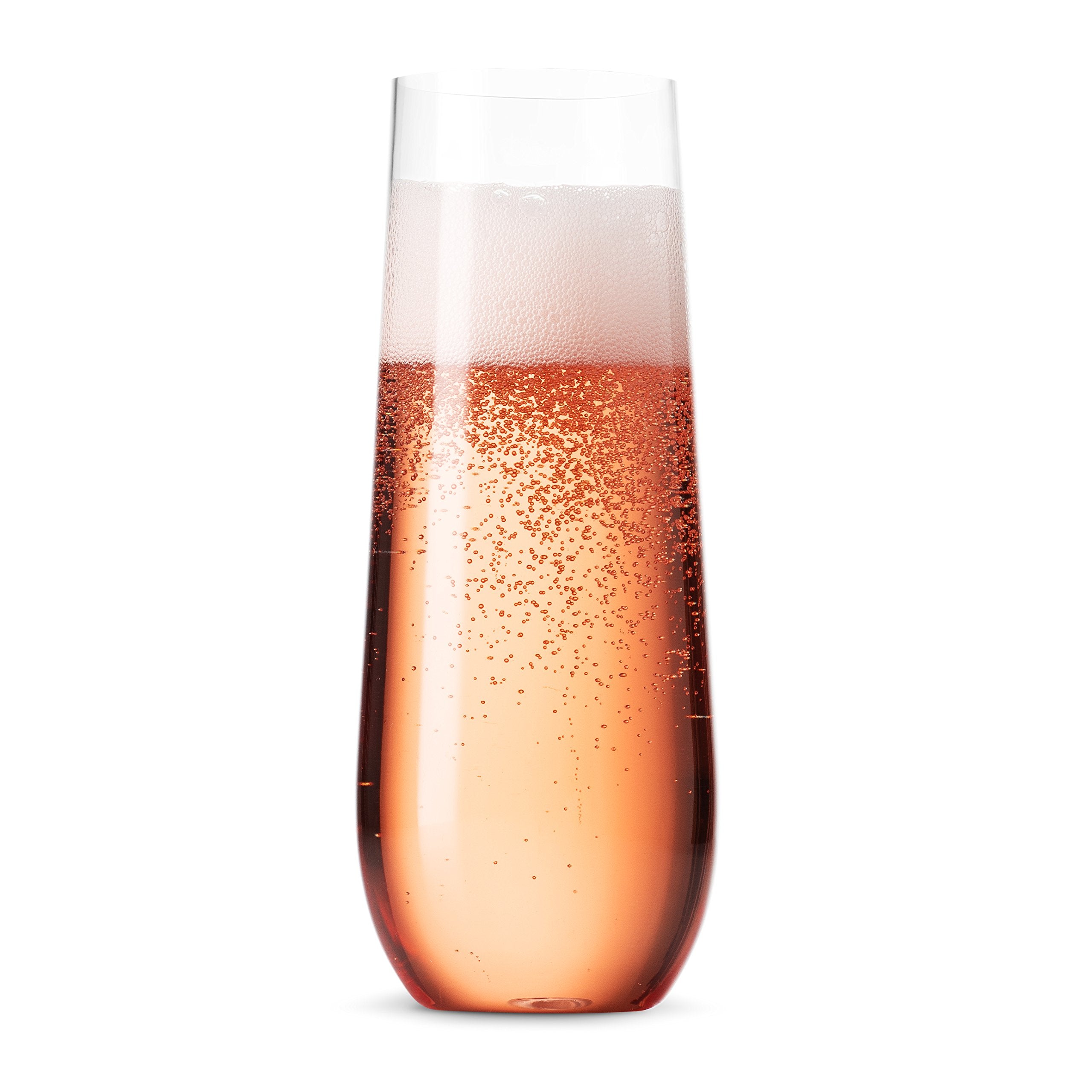 Munfix 24 Pack Stemless Plastic Champagne Flutes Disposable 9 Oz Clear Plastic Toasting Glasses Shatterproof Recyclable and BPA-Free