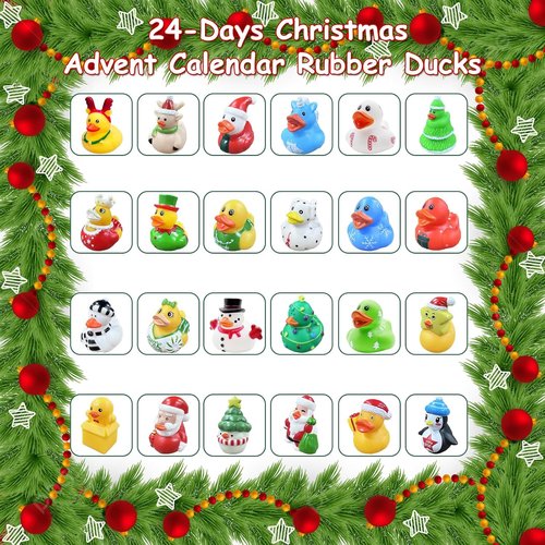 2025 Advent Calendar Rubber Ducks - 24 Days of Fun Christmas Countdown for Kids | Perfect Party Favors