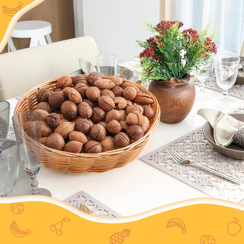 12 Pcs Plastic Oval Bread Basket 9inch 10inch 11inch Woven Fruit Bread Basket Food Storage Bin Serving Container for Gifts Empty Home Restaurant Kitchen Food Serving Storage Display Decoration