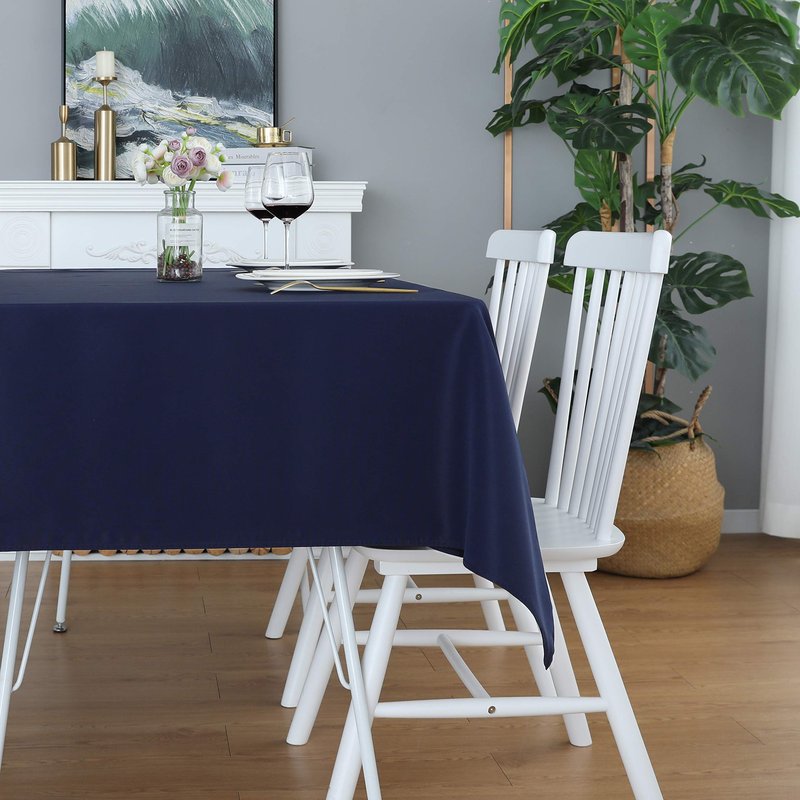 FOLINS&HOME Navy Blue Square Tablecloth Wrinkle Free Waterproof Polyester Table Cloths Spillproof Heavy Duty and Washable Table Cover for Party, Banquet, Indoor & Outdoor-Rectangle/Oblong 54 x 54 inch