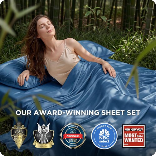 Bedsure California King Sheet Sets - Cooling Rayon Bamboo Sheets | Breathable, Soft & Deep Pocket Up to 16 Inches - Teal