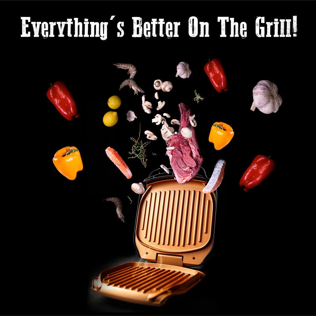 Gotham Steel Electric Grill Low Fat Multipurpose Sandwich Grill with Nonstick Copper Coating – As Seen on TV Large