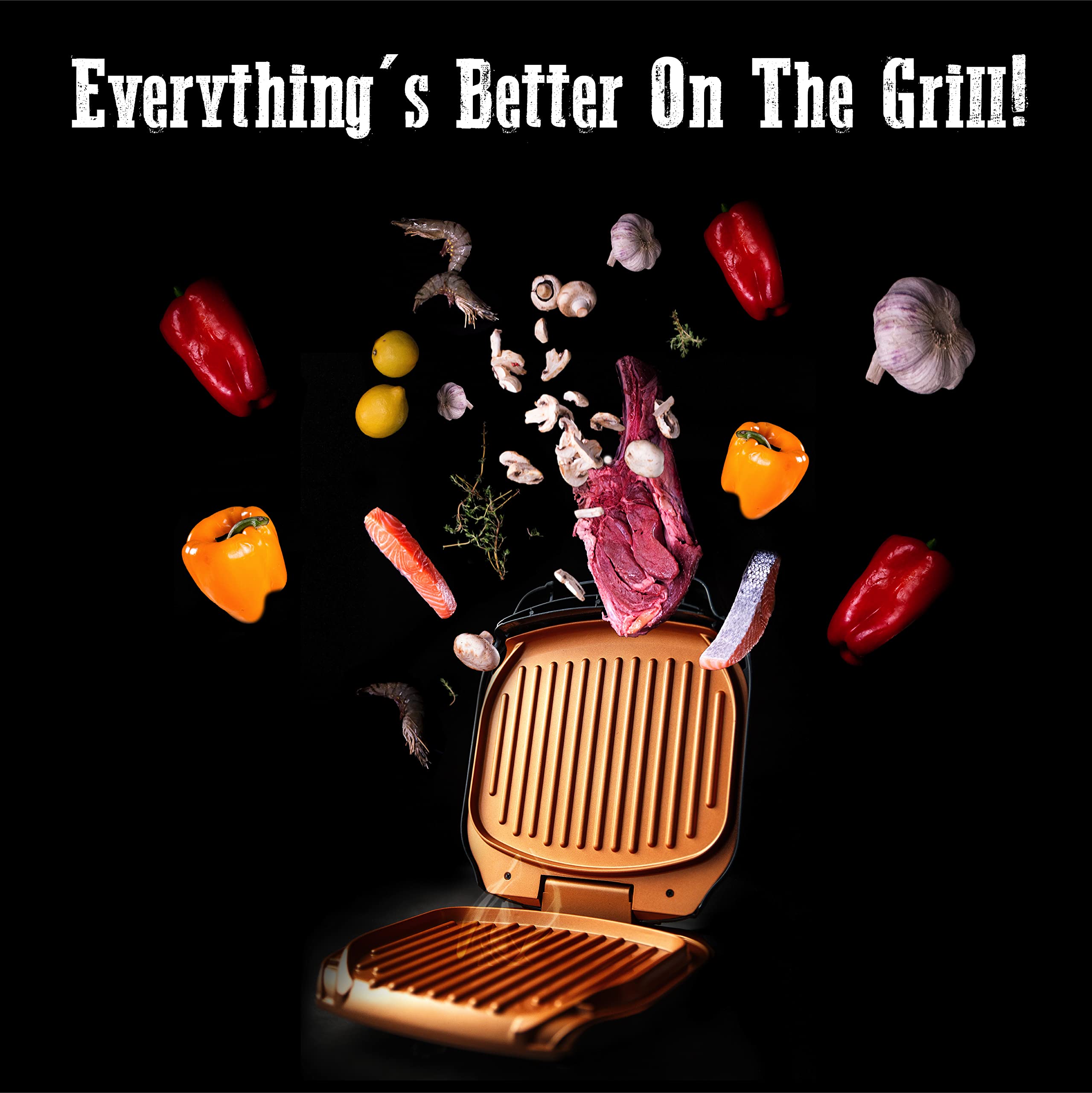 Gotham Steel Electric Grill Low Fat Multipurpose Sandwich Grill with Nonstick Copper Coating – As Seen on TV Large