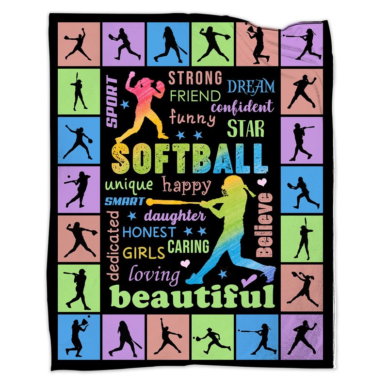 Softball Gifts for Girls, Softball Blanket 60''x80'', Girls Softballs Gifts, Birthday Softballs Gift for Teen Girl Blanket Soft Cozy Flannel Throw Blankets Gift for Sport Lovers Home Decor