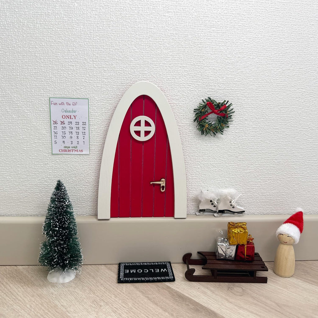 Tonttuovi Christmas Elf Door Kit - Wooden Elf Door with Accessories & Miniature Tree | 24 Days of Fun Activities