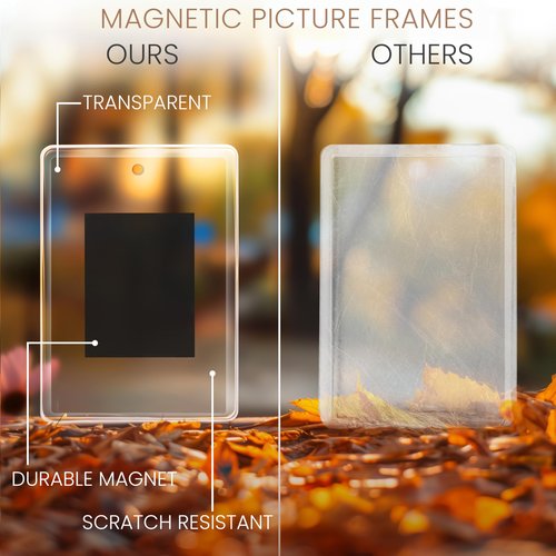 Kurtzy Small Magnetic Picture Frames (50 Pack) - Mini Photo Frames for Personalised Fridge Magnets - for Photos 7 x 4.5cm/2.75 x 1.77 Inches - Photo Magnets for Fridge/Magnetic Frame Blank Inserts