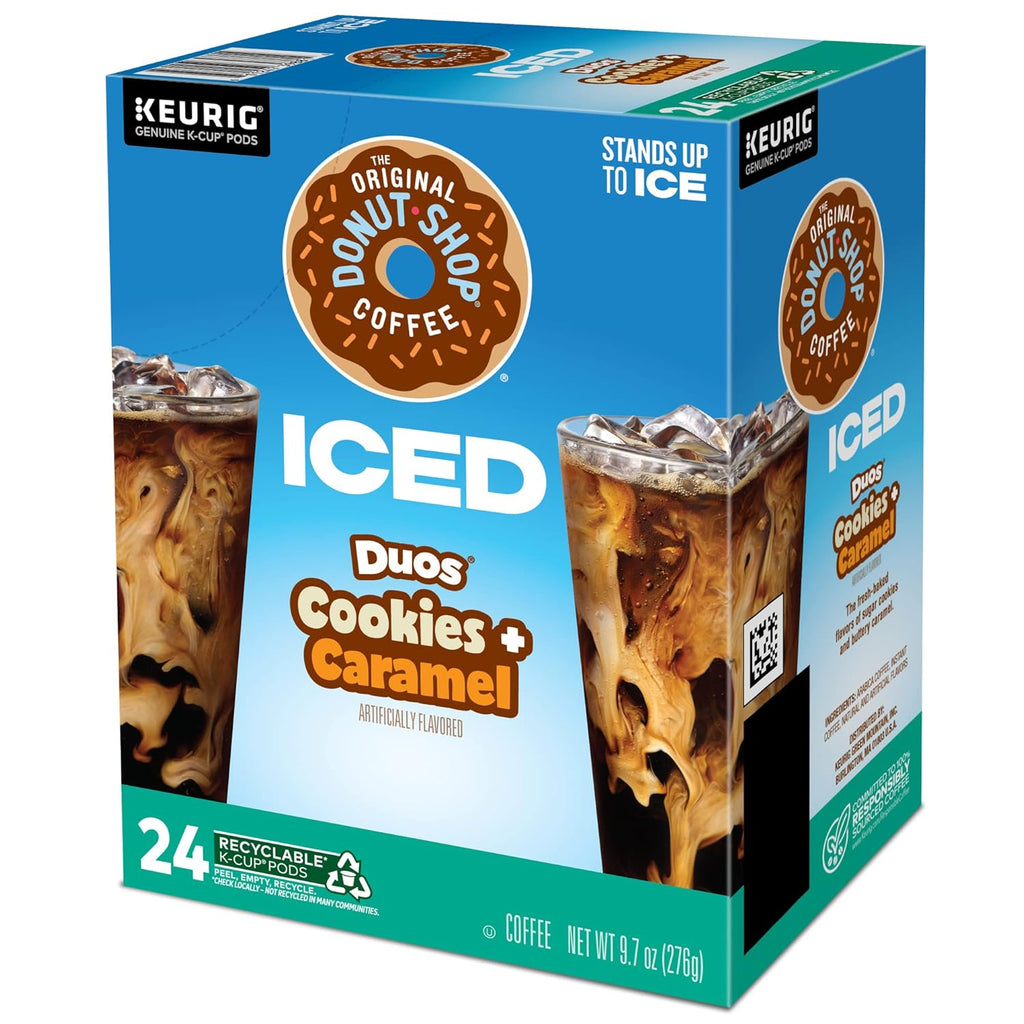 Original Donut Shop | Iced Duos Cookies & Caramel Coffee | 24 Count Keurig K-Cup Pods