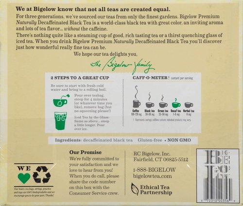 Bigelow Premium Decaffeinated Black Tea - 48 Individually Wrapped Tea Bags for Smooth Flavor