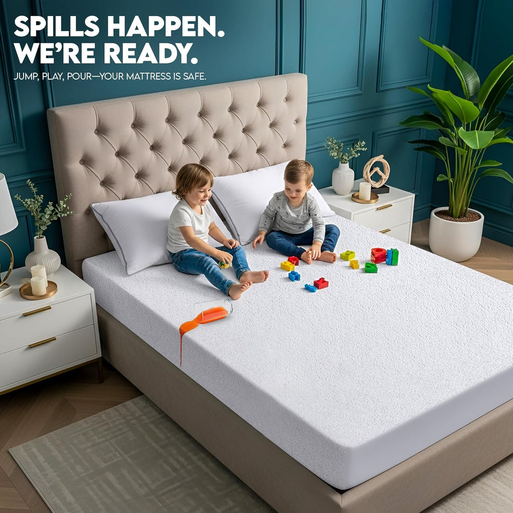 Utopia Bedding Waterproof Mattress Protector - Soft & Breathable Twin Size Terry Cover | Dual-Sided Design
