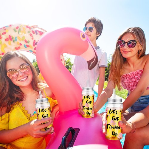 24 Pcs Flamingo Plastic Cups with Lids and Straws Flamingo Party Favors Bachelorette Cups 13.5oz Reusable Drinking Tumblers Bulk for Juice Water Coffee Tea Hawaiian Summer Beach Pool Birthday Party