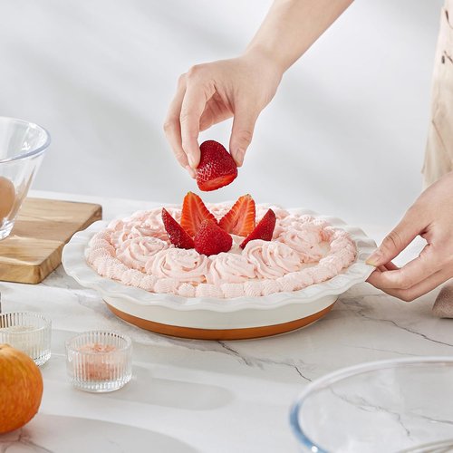 MALACASA Ceramic Pie Pan Set | 9-Inch Nonstick Deep Dish Quiche Baking Dish - Scratch-Resistant TARA Series