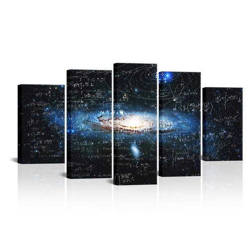 Canvbay Space Universe Canvas Wall Art Nebula Galaxy with Physical and Mathematical Formulas Picture Prints Outer Space Cosmic Cloud Landscape Artwork Framed Decor for Boys Modern Home Living Room