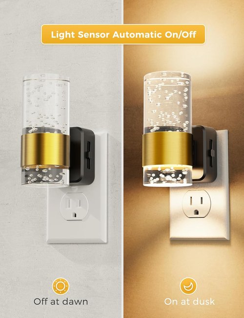 L LOHAS LED Night Light - Adjustable Brightness with Auto Sensor | Soft Wall Sconce Design for Bathroom & Hallway