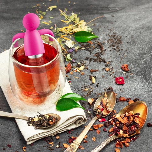 Hicarer 4 Pieces Tea Infuser for Loose Tea Cute Fine Mesh Tea Strainer Stainless Steel Tea Filter Ball Tea Diffuser Steeper for Teacups Teapots (Gray,Blue,Rose Red,Yellow)
