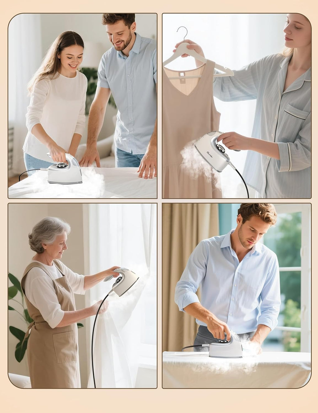 Sundu 1000W Mini Travel Steam Iron - Portable Quilting & Sewing Iron with Non-Stick Soleplate | Silver Grey