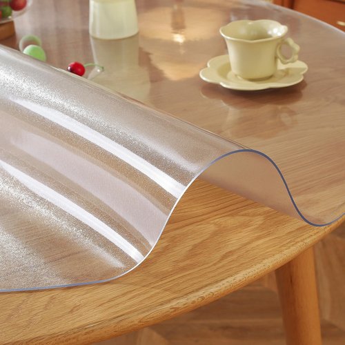 LovePads 2mm Thick Frosted Round Table Cover Protector 52 Inch for Dining Room, PVC Plastic Pad