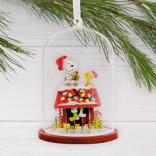 Hallmark Peanuts Snoopy's Doghouse Christmas Ornament - Glass & Paper | Perfect Gift for Peanuts Fans